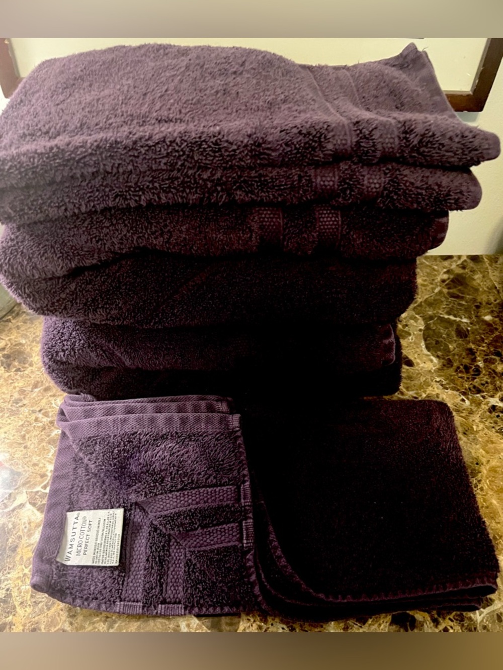 Wamsutta Plush Micro Cotton Bath & Hand Towels - Plum (2 ea.) - Picture 7 of 11